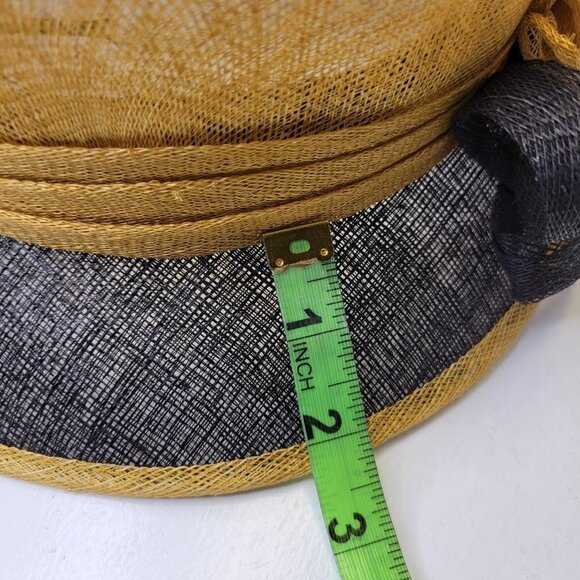 Beige and Black Twist Bow Knot Feathers Structured Sinamay Dress Hat Derby Hat - Picture 9 of 12